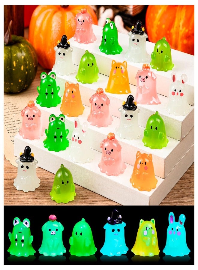 LHSYFBZ 36Pcs Halloween Mini Resin Figures, Glow in Dark Tiny Resin Set, Small Ghost Frog Buny Pig Figures for Halloween Party Favors Bag Fillers Garden Dollhouse Deco - Image 1